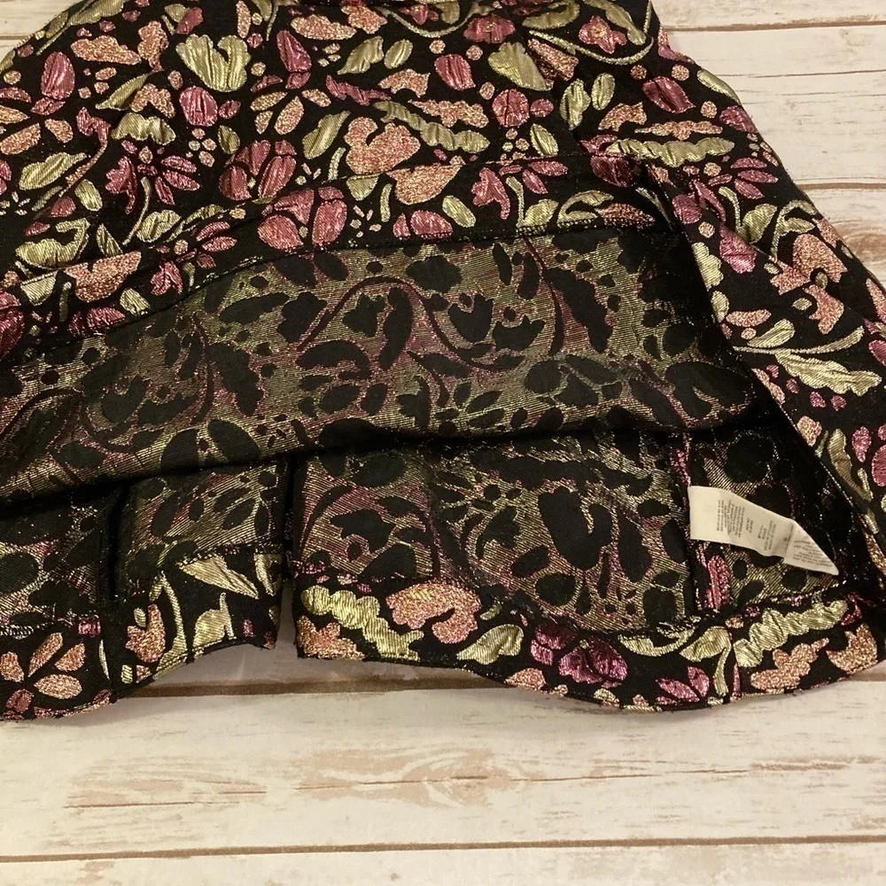 Free People Metallic Fit and Flare Jacquard Floral Dress Medium